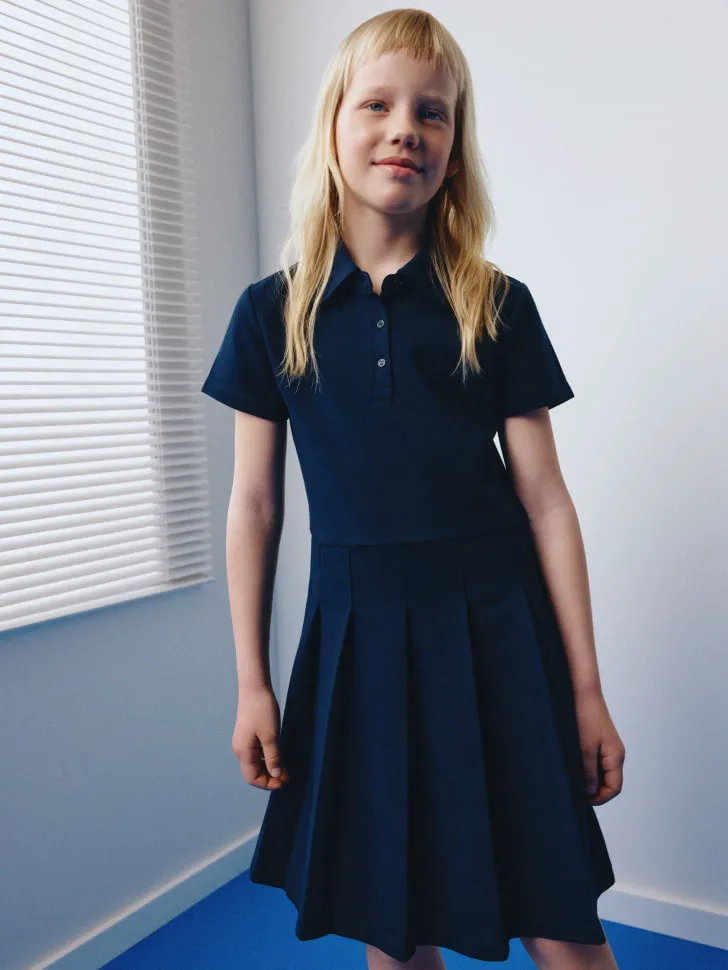 Школьное платье с юбкой в складку для девочек, синий, арт. 1760