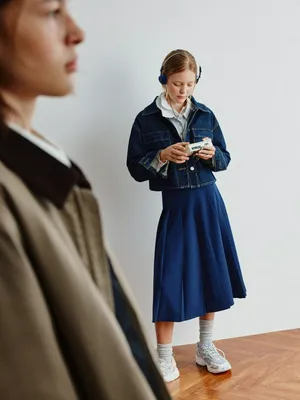 Школьная юбка миди в складку для девочек, арт. 1764