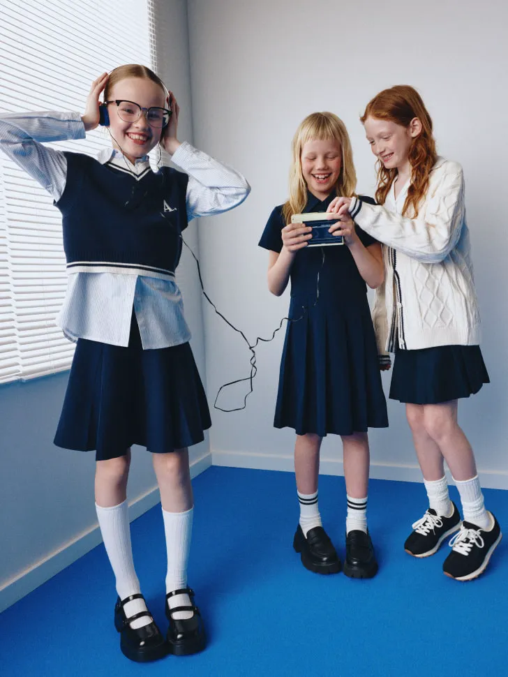 Вязаный жилет в стиле преппи для девочек, синий, арт. 1765