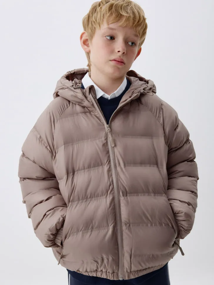 Дутая куртка с капюшоном для мальчиков, бежевый, арт. 1787