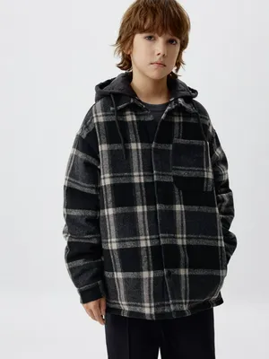 Куртка-рубашка в клетку с капюшоном детская, арт. 1792