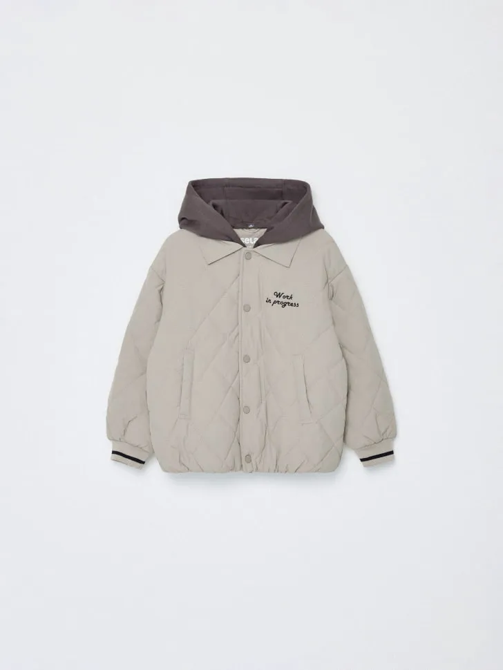 Утепленная куртка-рубашка с капюшоном детская, арт. 1794