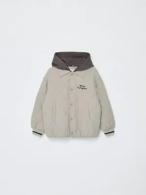 Утепленная куртка-рубашка с капюшоном детская, арт. 1794