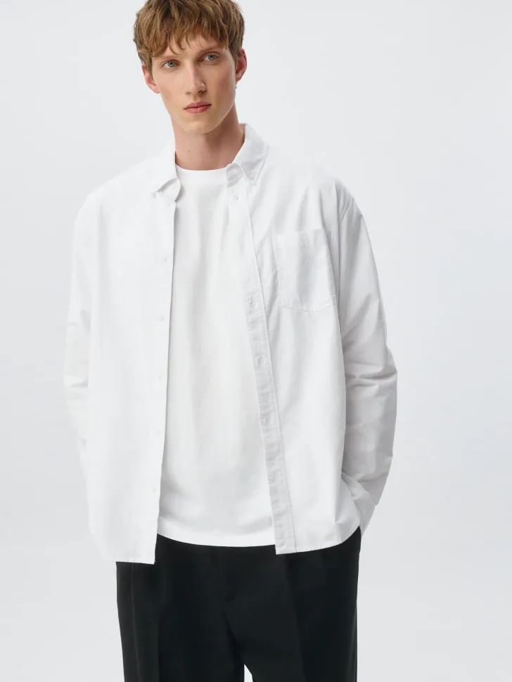 Классическая рубашка прямого кроя, белый, арт. 1799