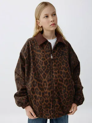 Леопардовая куртка из твила для девочек, арт. 1800