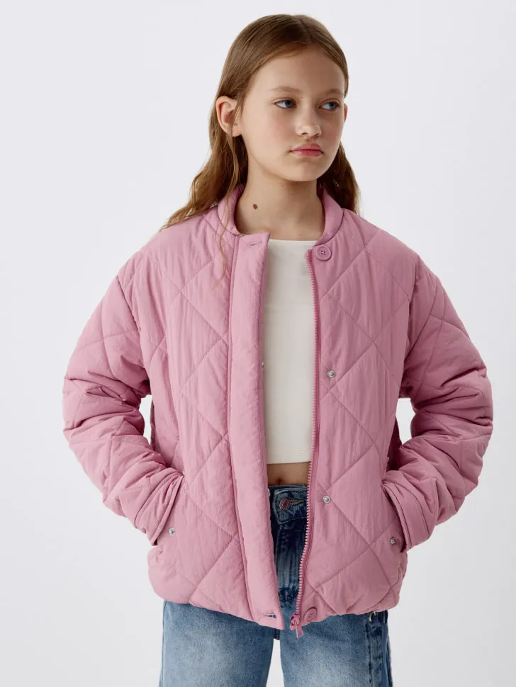 Стеганая куртка для девочек, розовый, арт. 1803