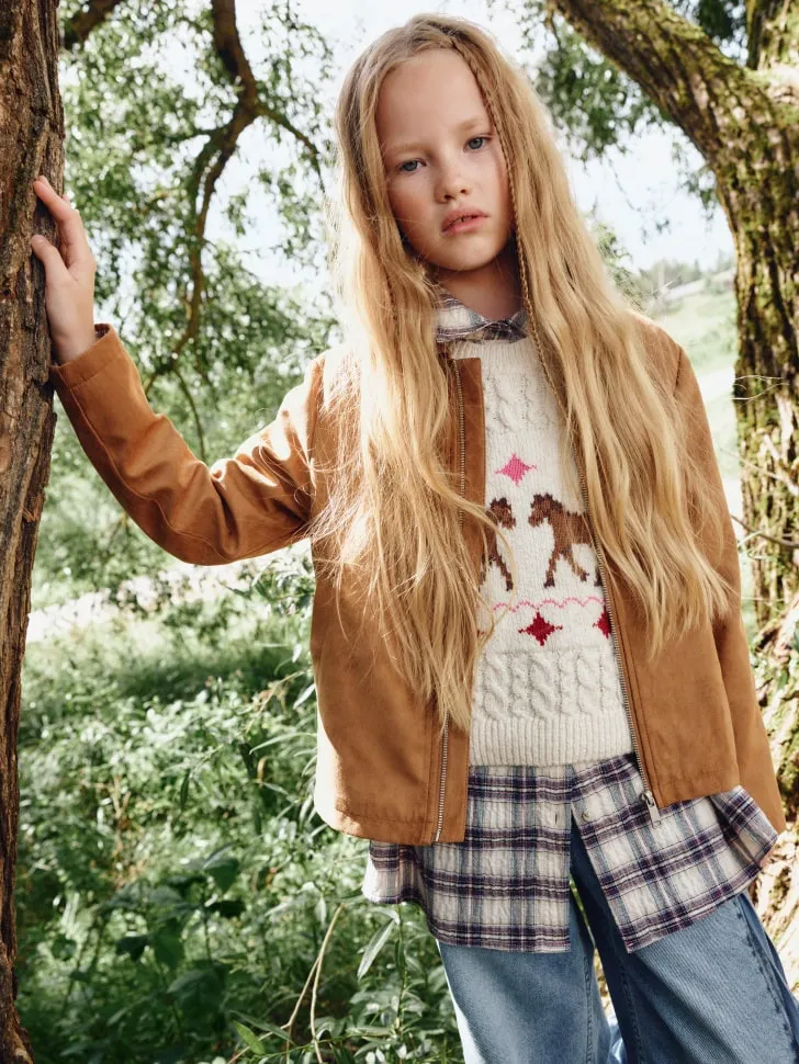 Куртка из искусственной замши для девочек, коричневый, арт. 1811