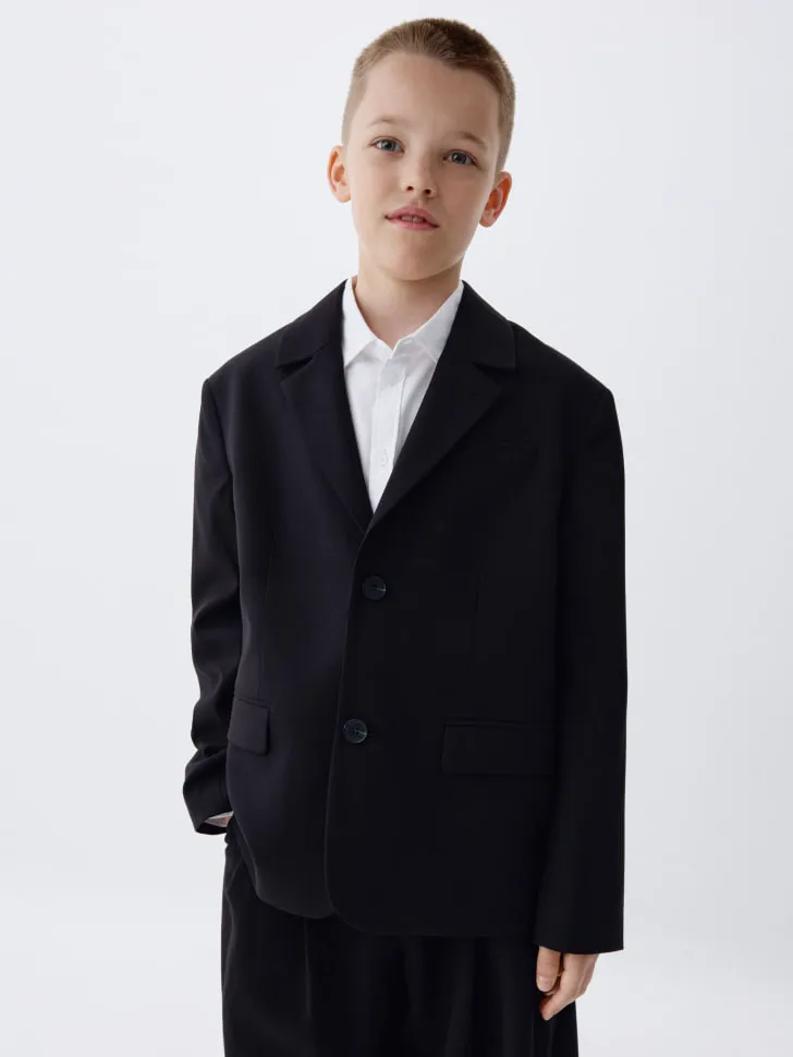 Пиджак оверсайз для мальчиков, черный, арт. 1817