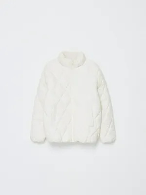 Базовая стеганая куртка для девочек, белый, арт. 1820