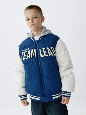 Бомбер в стиле преппи с капюшоном детский, разноцветный, арт. 1823