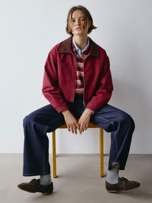 Короткая куртка с вельветовым воротником, арт. 1825