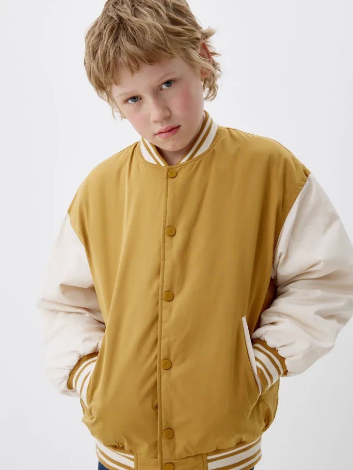 Утепленный бомбер в стиле преппи детский, разноцветный, арт. 1829