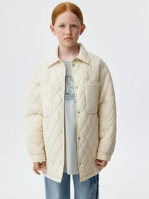 Утепленная куртка-рубашка для девочек, бежевый, арт. 1838