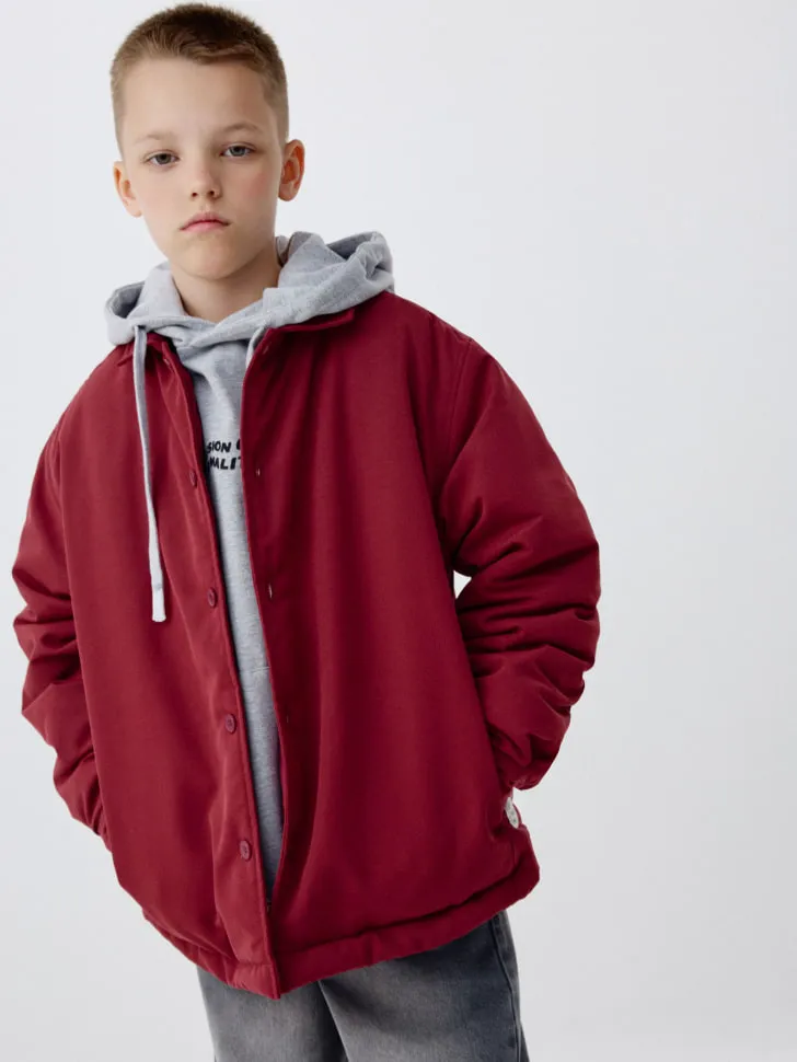 Утепленная куртка-рубашка детская, бордовый, арт. 1841