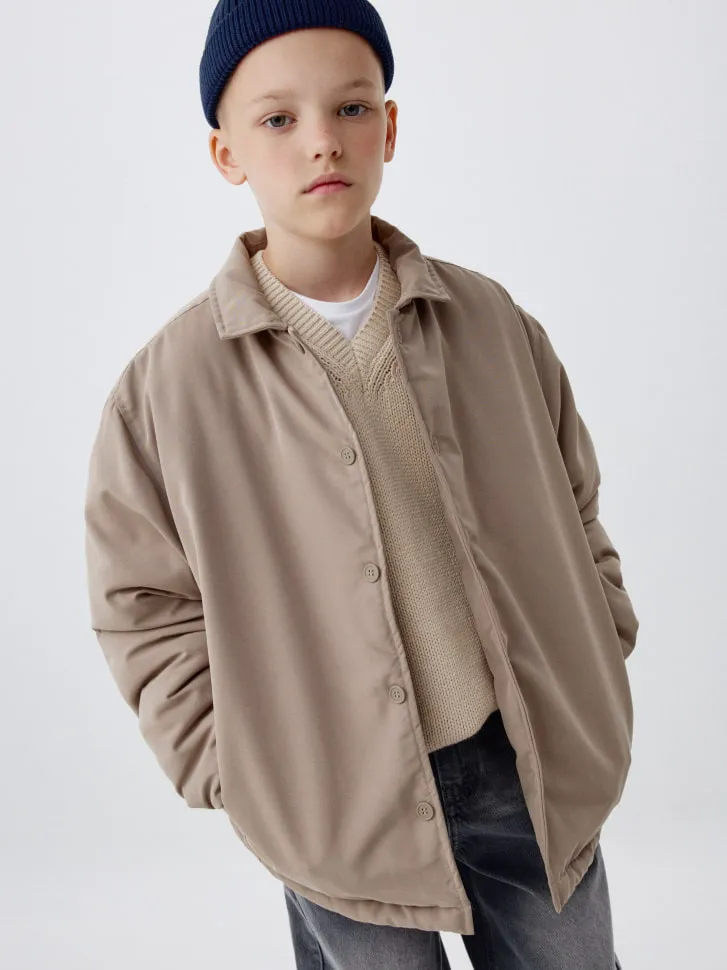 Утепленная куртка-рубашка детская, бежевый, арт. 1842