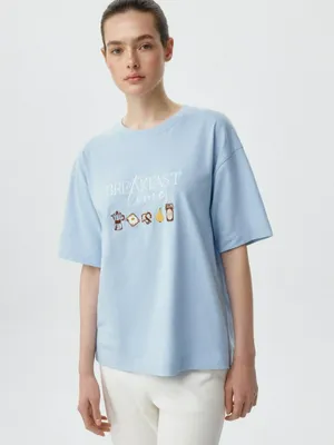 Домашняя футболка оверсайз с вышивкой, арт. 1850