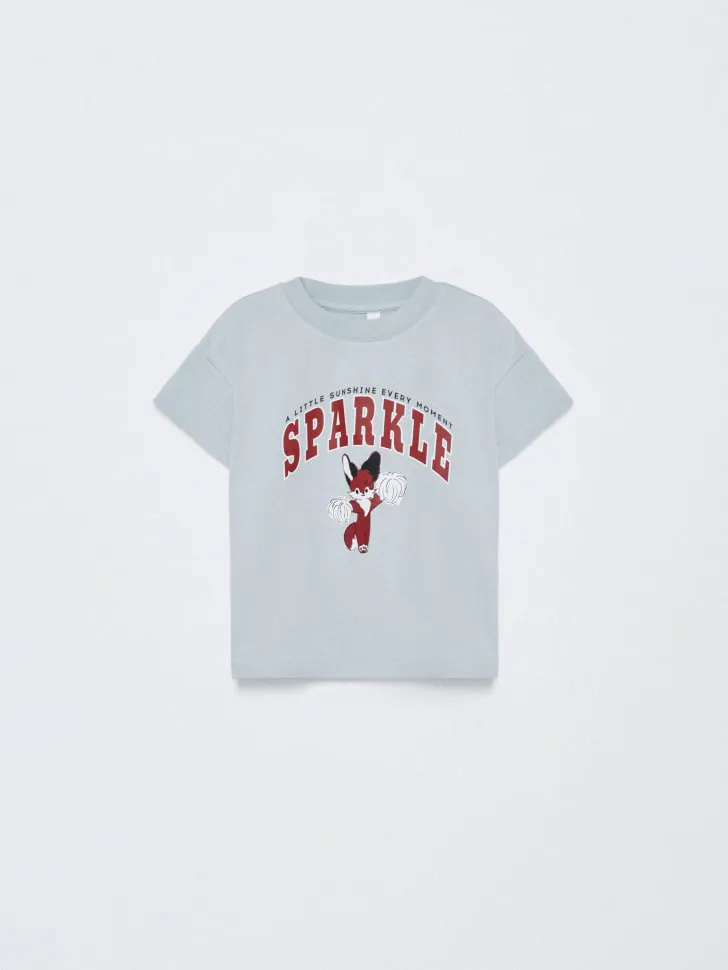 Футболка оверсайз с принтом для девочек, голубой, арт. 1863