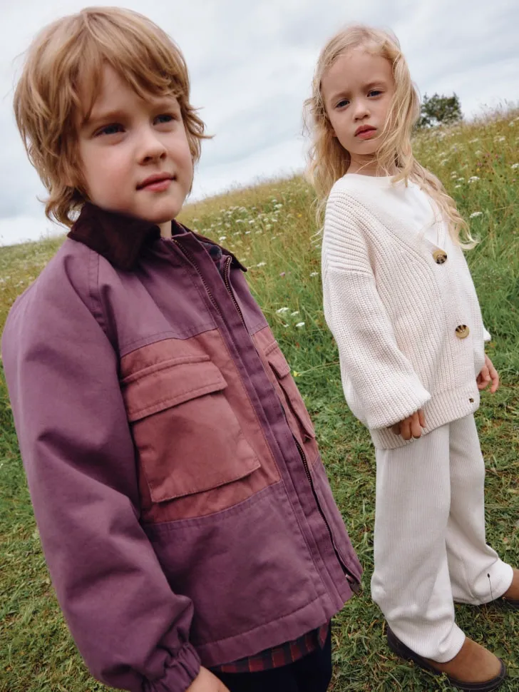 Куртка детская с вельветовым воротником, фиолетовый, арт. 1866