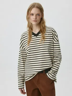 Лонгслив ANNA OVERSIZE FIT с треугольным вырезом, арт. 1885