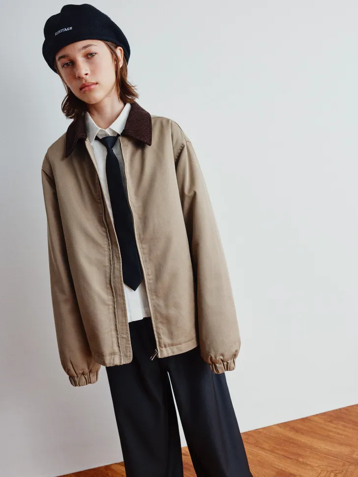 Детская куртка с вельветовым воротником, бежевый, арт. 1887