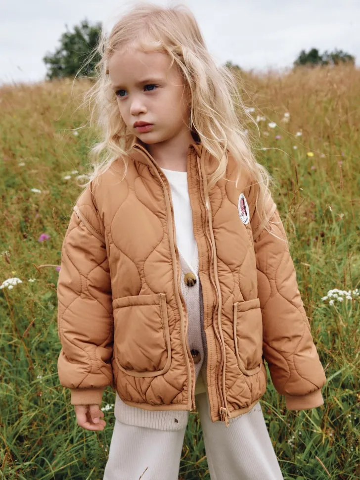 Стеганая куртка с патчем для девочек, арт. 1911
