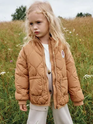 Стеганая куртка с патчем для девочек, арт. 1911