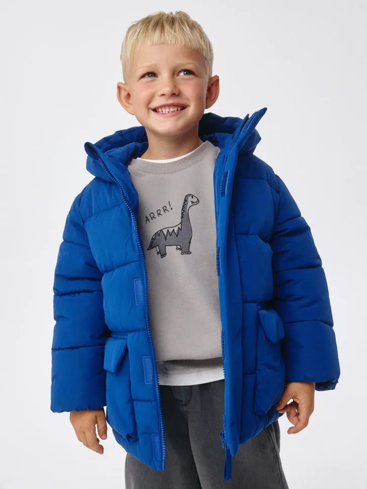 Дутая куртка с капюшоном для мальчиков, синий, арт. 1949