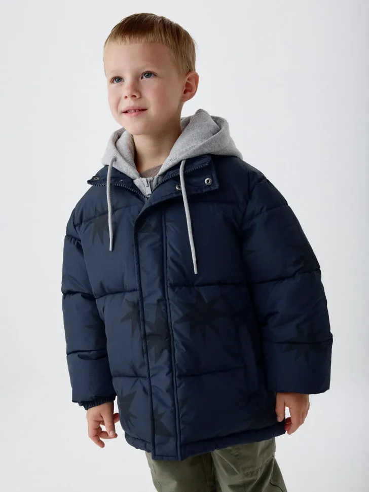 Демисезонная куртка с трикотажным капюшоном для мальчиков, синий, арт. 1953