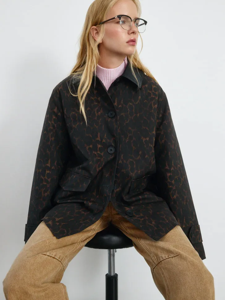 Утепленная куртка с вощёным покрытием из хлопка, коричневый, арт. 1978