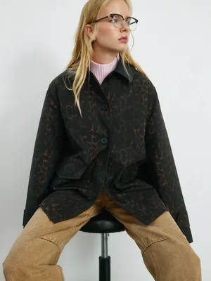 Утепленная куртка с вощёным покрытием из хлопка, коричневый, арт. 1978