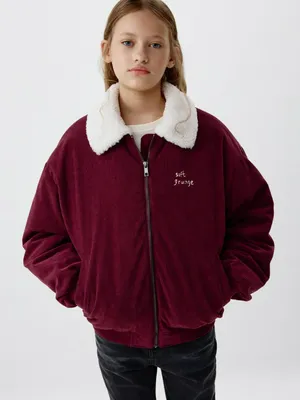 Вельветовая куртка с меховым воротником для девочек, арт. 2014