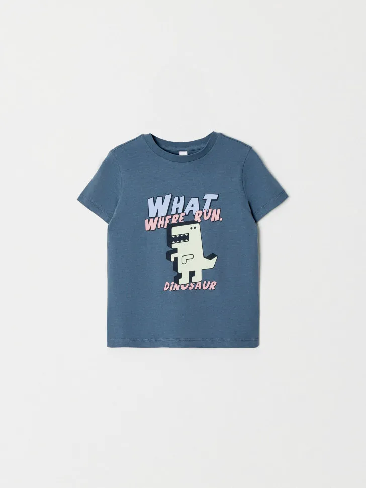 Футболка с принтом для мальчиков, синий, арт. 2033