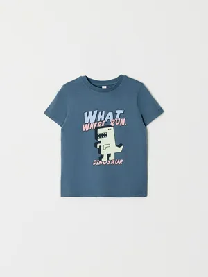 Футболка с принтом для мальчиков, синий, арт. 2033