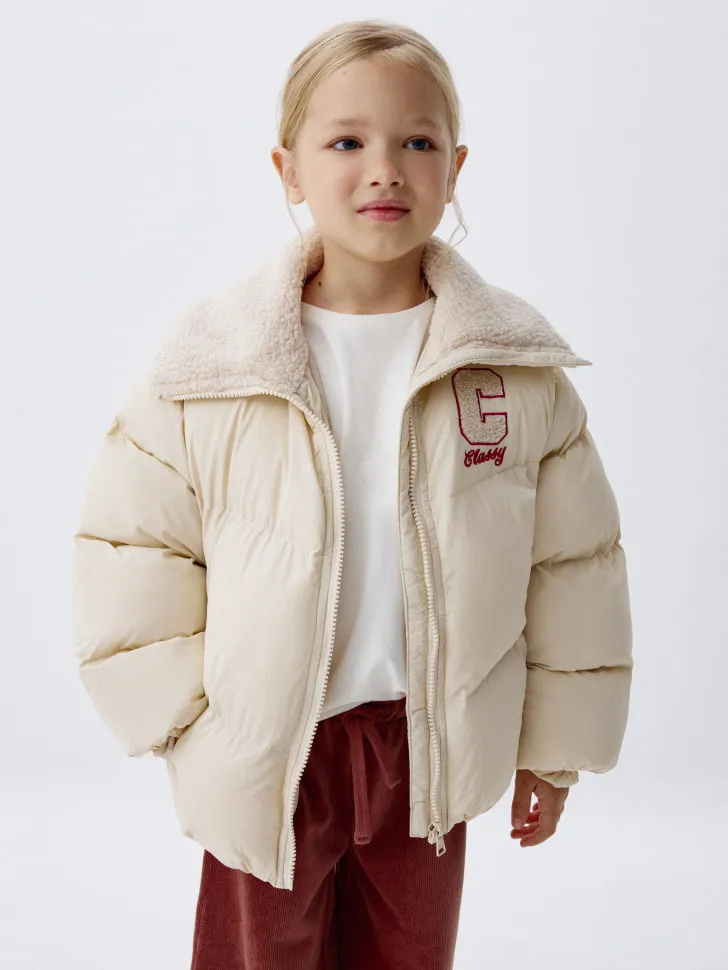 Короткая куртка с меховым воротником для девочек, арт. 2052