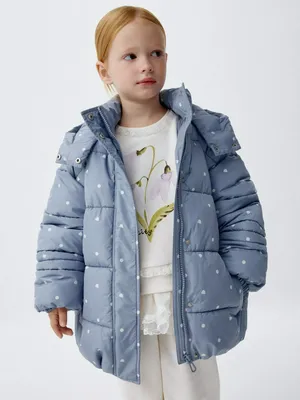 Зимняя куртка в горошек для девочек, арт. 2066