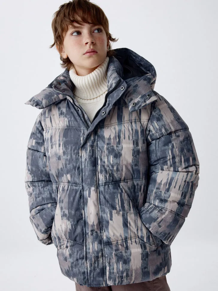 Дутая куртка со светоотражающим принтом для мальчиков, разноцветный, арт. 2103