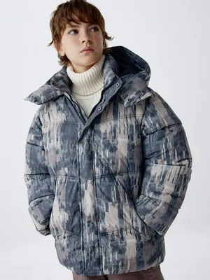 Дутая куртка со светоотражающим принтом для мальчиков, арт. 2103