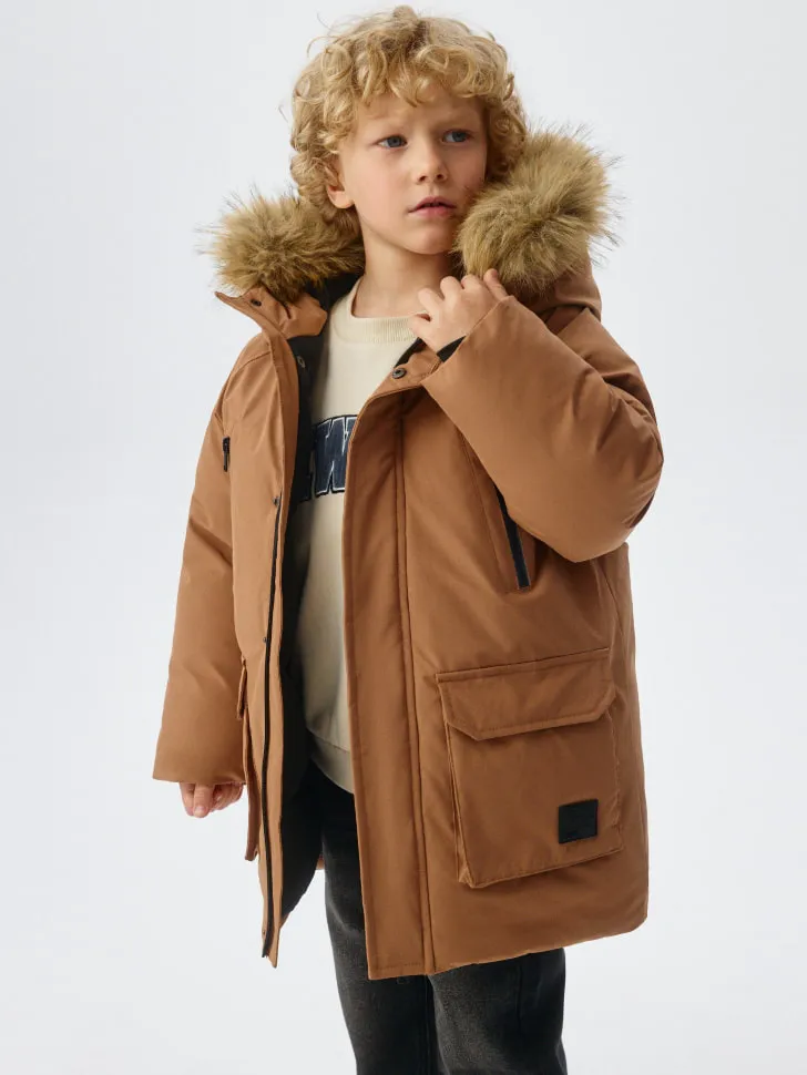 Зимняя парка для мальчиков, коричневый, арт. 2130
