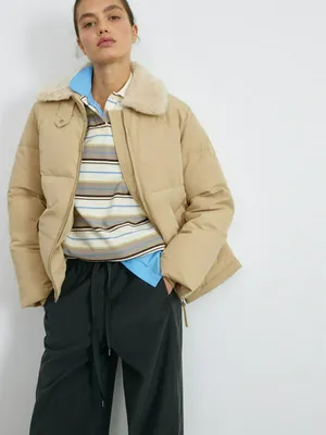 Стёганая куртка с меховым воротником, арт. 2135