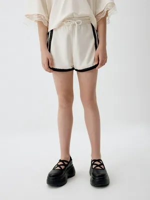 Спортивные шорты с кружеными лампасами для девочек, арт. 2143