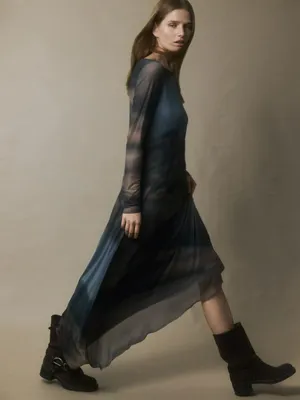 Платье из трикотажной сетки с принтом, не указан, арт. 2160