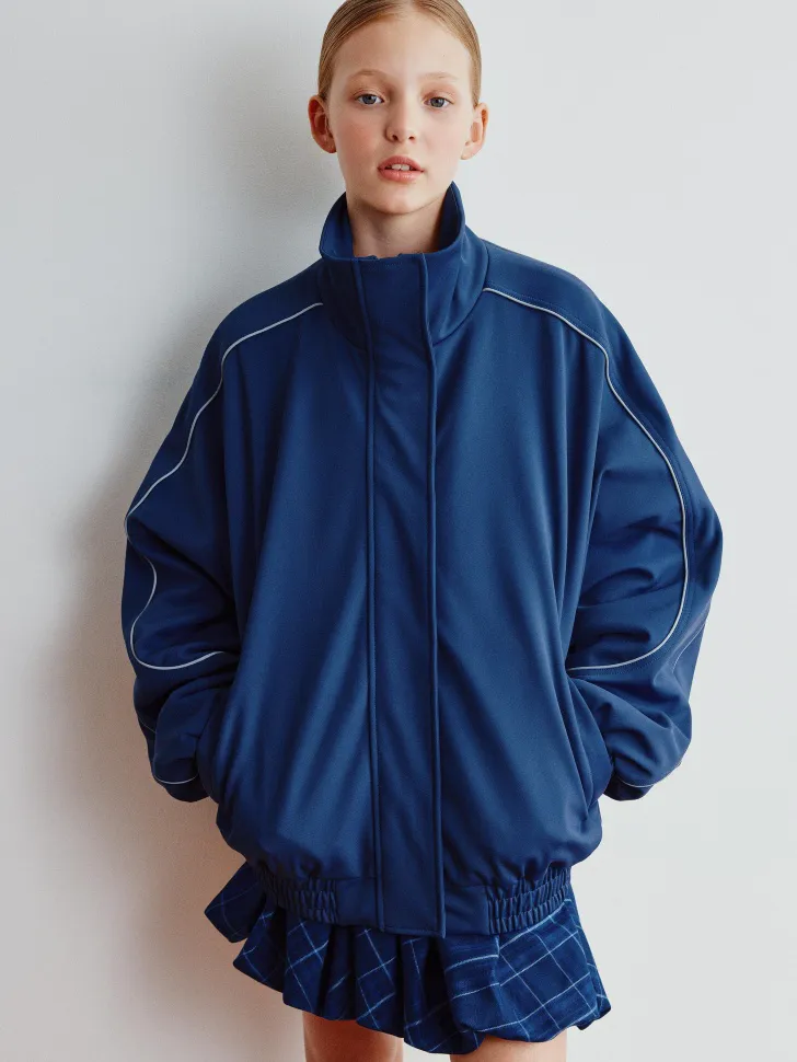 Куртка в спортивном стиле для девочек, синий, арт. 2177