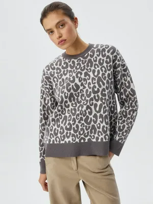 Вязаный джемпер с леопардовым принтом, арт. 2183