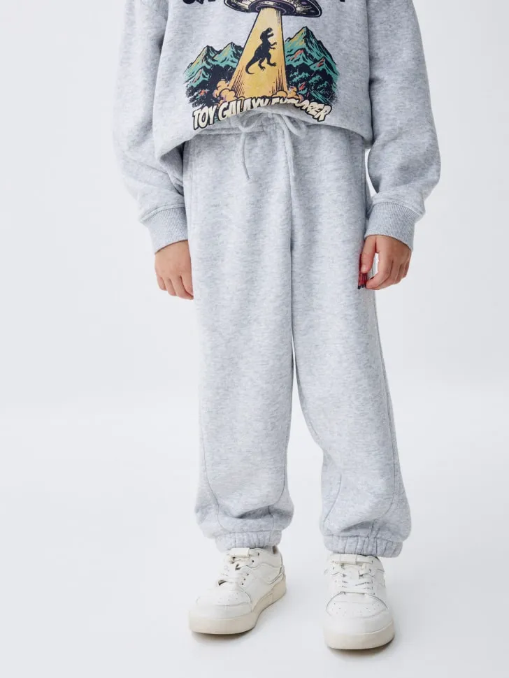 Детские утепленные джоггеры с принтом, серый, арт. 2187