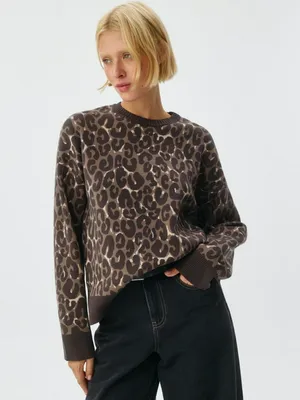 Вязаный джемпер с леопардовым принтом, арт. 2191