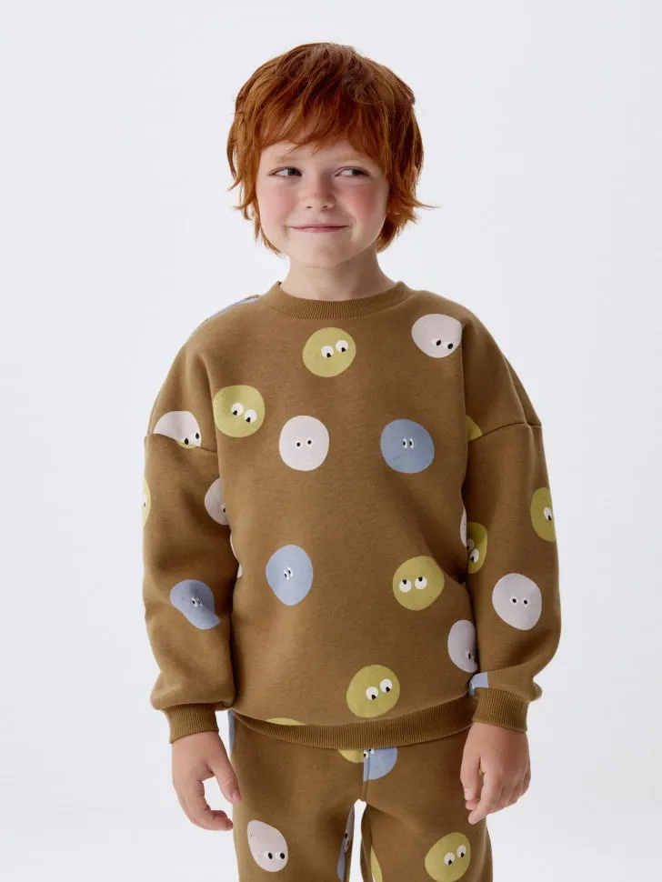 Свитшот с принтом для мальчиков, коричневый, арт. 2194