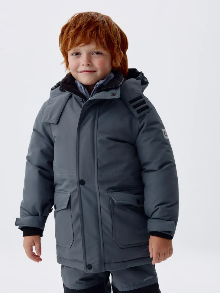 Зимняя куртка из технологичной мембранной ткани seladrytex для мальчиков, серый, арт. 2207