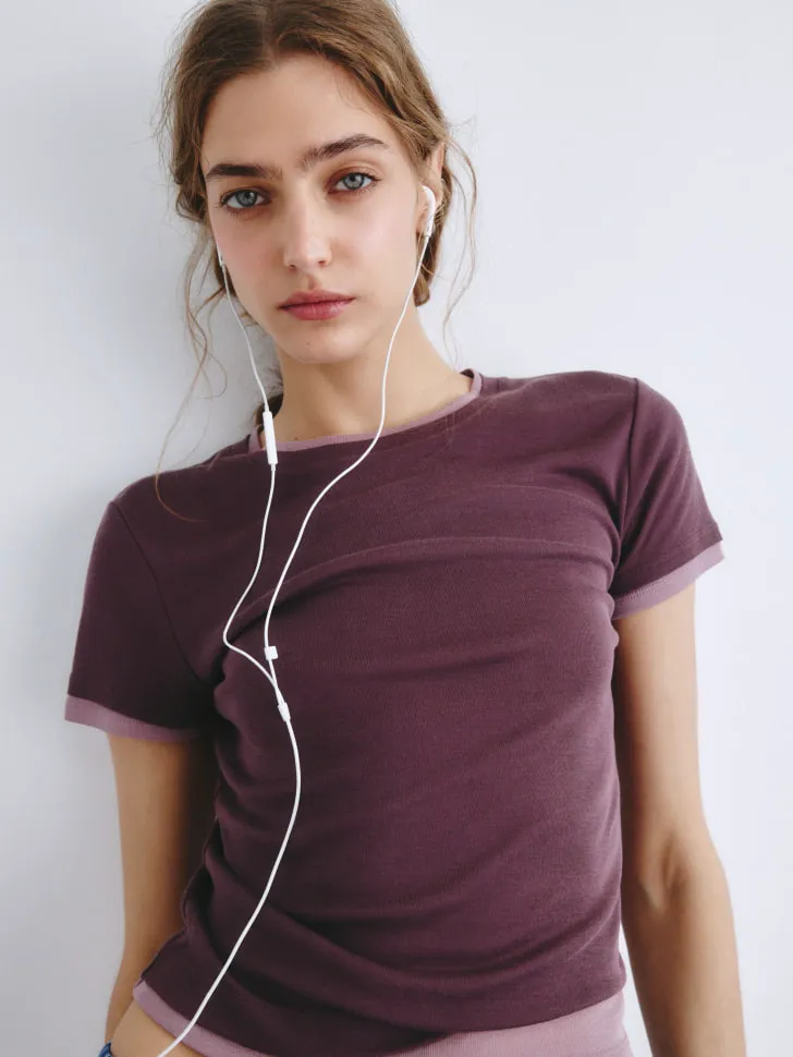 Футболка с имитацией двухслойности SELA Young, фиолетовый, арт. 2220