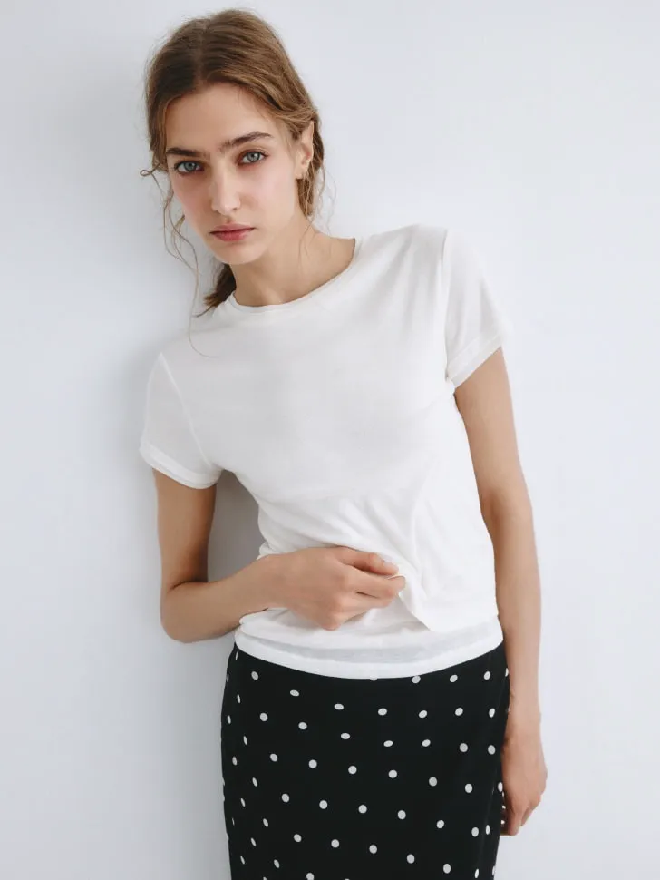 Футболка с имитацией двухслойности, белый, арт. 2221