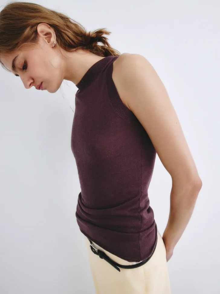 Вязаный топ SELA Young, бордовый, арт. 2222